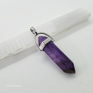 Hexagonal Pendant Fashion Stone Purple Crystal Amethyst Costume Jewelry